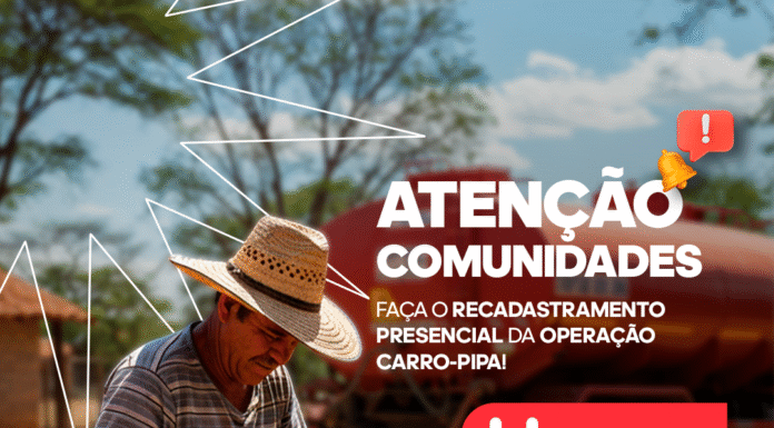 Recadastramento dos beneficiários da Operação Carro-Pipa, em Juazeiro, inicia na próxima segunda-feira (04)
