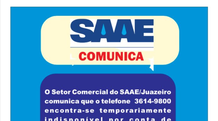 SAAE informa que telefone comercial está temporariamente indisponível