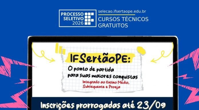 IFSertãoPE prorroga inscrições para o PS2026 até 23 de setembro