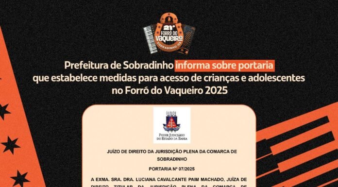 Prefeitura de Sobradinho informa sobre portaria que estabelece medidas para acesso de crianças e adolescentes no Forró do Vaqueiro 2025;confira